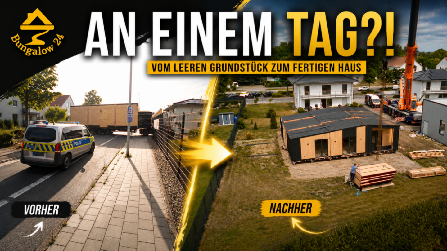 An einem Tag - vom leeren Grundstück zum Bungalow